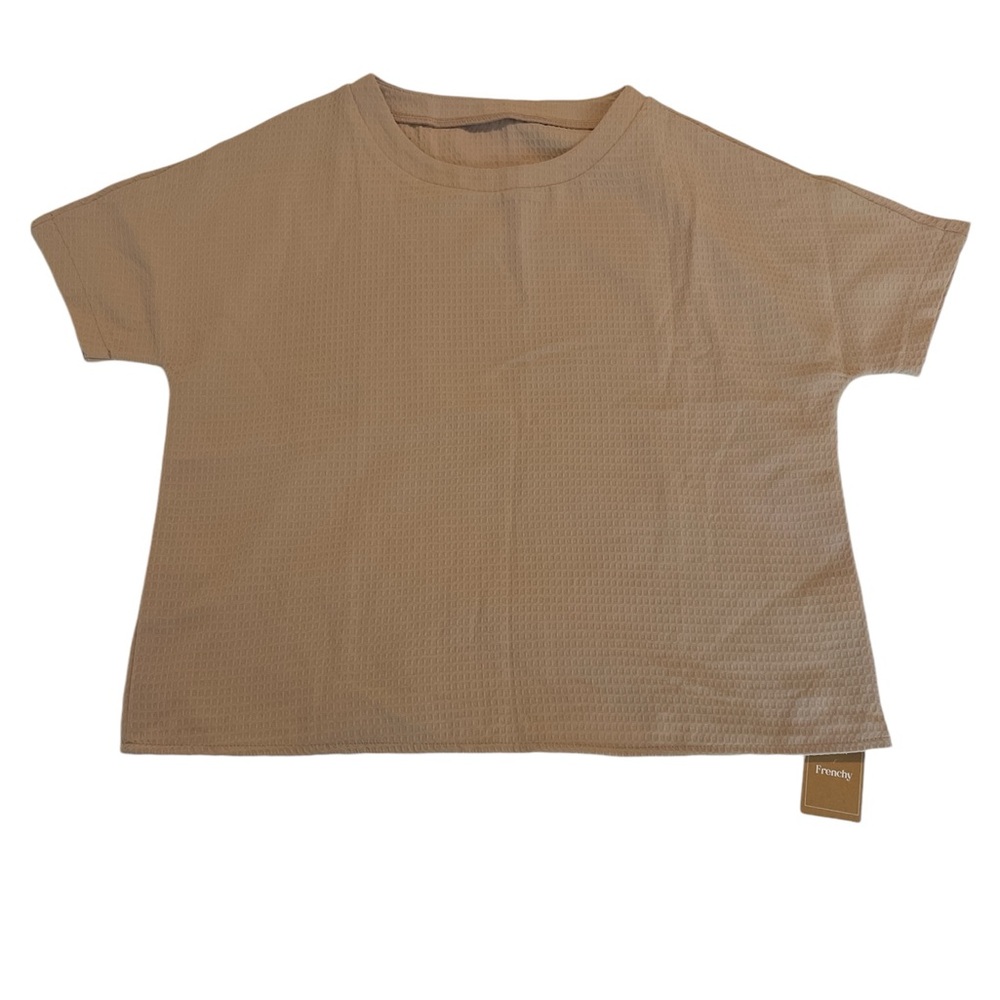 SHEIN Beige Waffle Blouse Short Sleeve Size Small